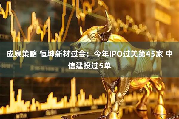 成泉策略 恒坤新材过会：今年IPO过关第45家 中信建投过5单